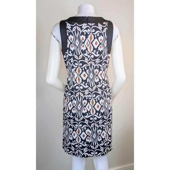 Talbots Sheath Dress 6 Petite White Black Geometric Sleeveless Stretch Cotton - Picture 6 of 10